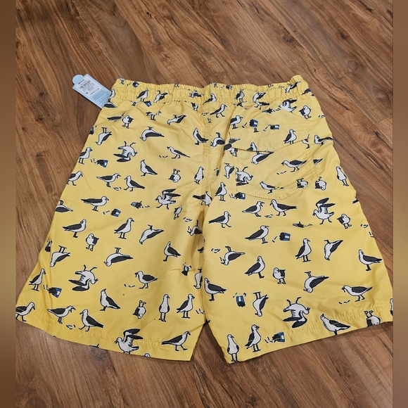 Yellow Bird Print Boys Swim Shorts - Picture 2 of 3